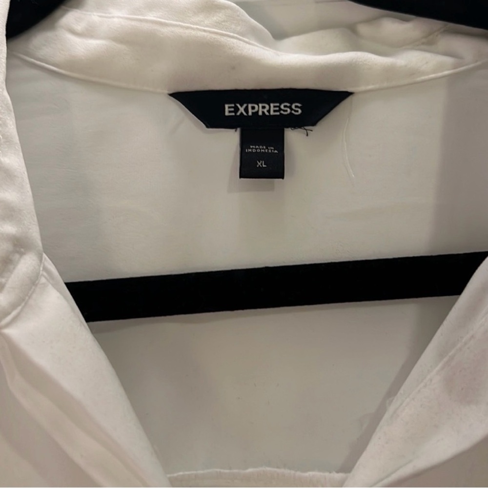 Express Pleated Shoulder Button Down Tunic Shirt … - image 4